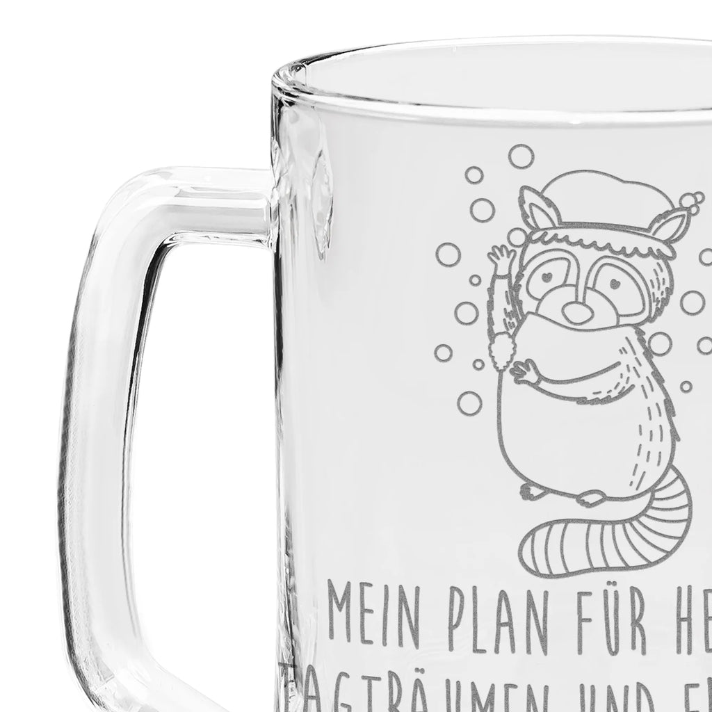 Gravur Bierkrug Waschbär Bierkrug, Bier Krug, Bierkrug Glas, Vatertag, Tiermotive, Gute Laune, lustige Sprüche, Tiere, Waschbär, Tagträumen, Plan, Fröhlich, waschen, Seifenblasen