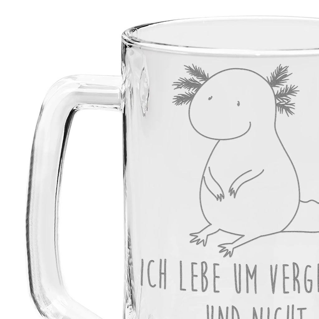 Gravur Bierkrug Axolotl null Bierkrug, Bier Krug, Bierkrug Glas, Vatertag, Axolotl, Molch, Axolot, vergnügt, fröhlich, zufrieden, Lebensstil, Weisheit, Lebensweisheit, Liebe, Freundin