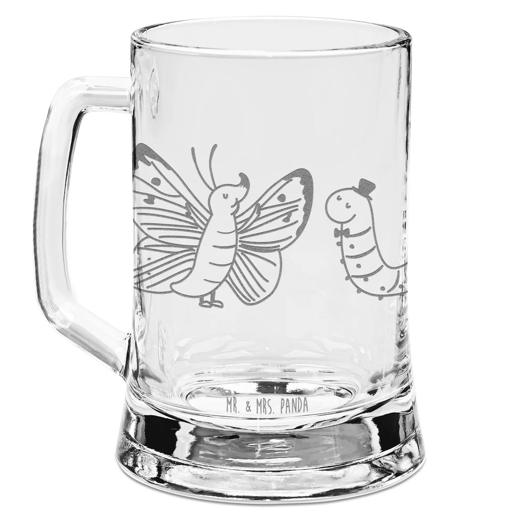 Gravur Bierkrug Raupe Schmetterling Bierkrug, Bier Krug, Bierkrug Glas, Vatertag, Tiermotive, Gute Laune, lustige Sprüche, Tiere, Raupe, Schmetterling, Zitronenfalter, Entwicklung, Erwachsen werden, Kokon, Hut, Hütchen, Schönheit, Aufwachsen