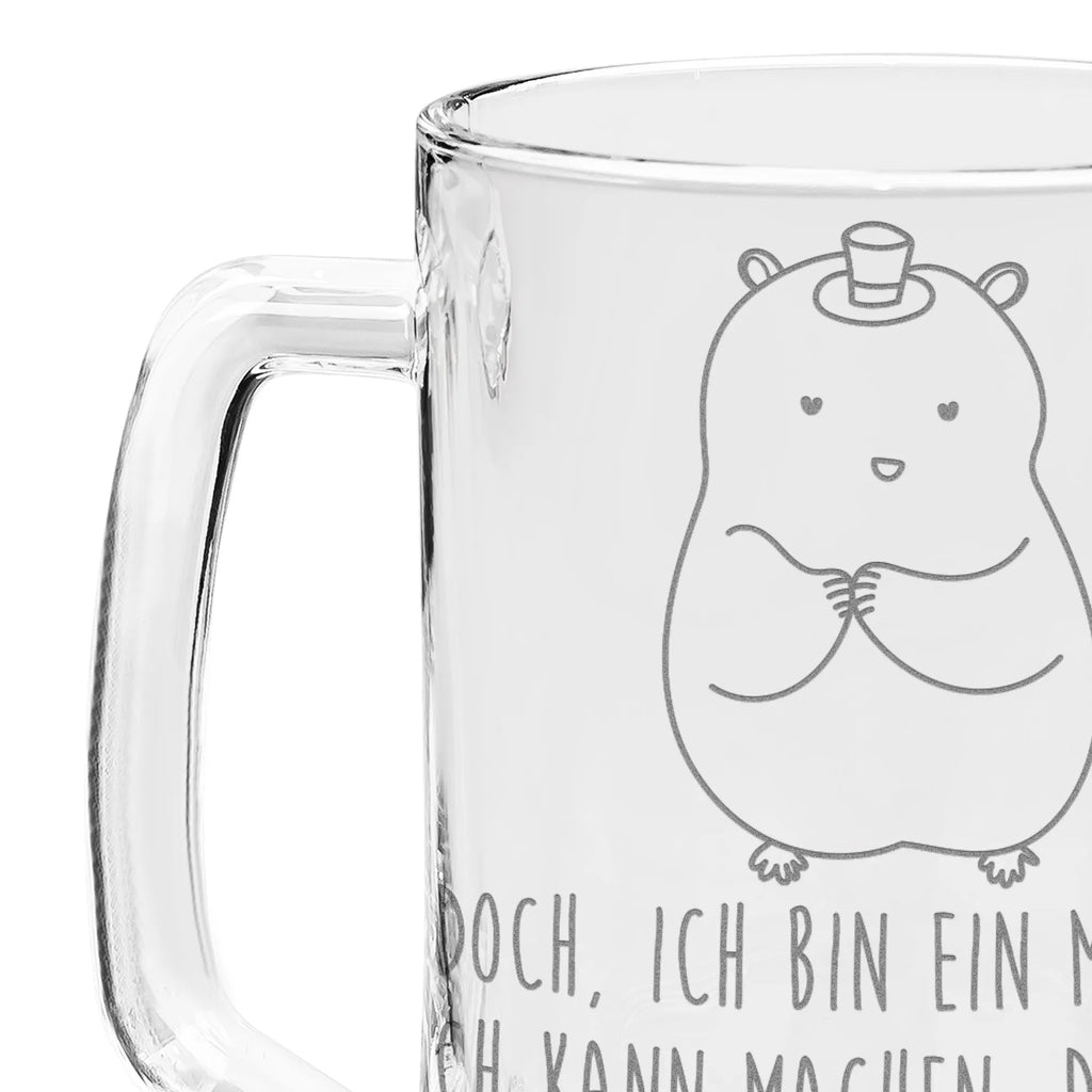 Gravur Bierkrug Hamster Hut Bierkrug, Bier Krug, Bierkrug Glas, Vatertag, Tiermotive, Gute Laune, lustige Sprüche, Tiere, Hamster, Hut, Magier, Zylinder, Zwerghamster, Zauberer