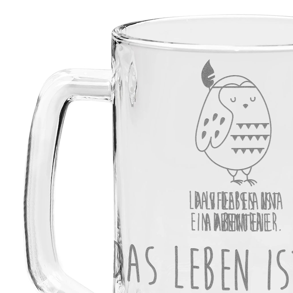 Gravur Bierkrug Eule Federschmuck Bierkrug, Bier Krug, Bierkrug Glas, Vatertag, Eule, Eule Deko, Owl, Das Leben ist ein Abenteuer, Reisespruch, Federschmuck, Dekoration