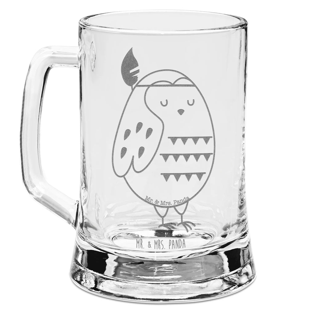 Gravur Bierkrug Eule Federschmuck Bierkrug, Bier Krug, Bierkrug Glas, Vatertag, Eule, Eule Deko, Owl, Das Leben ist ein Abenteuer, Reisespruch, Federschmuck, Dekoration