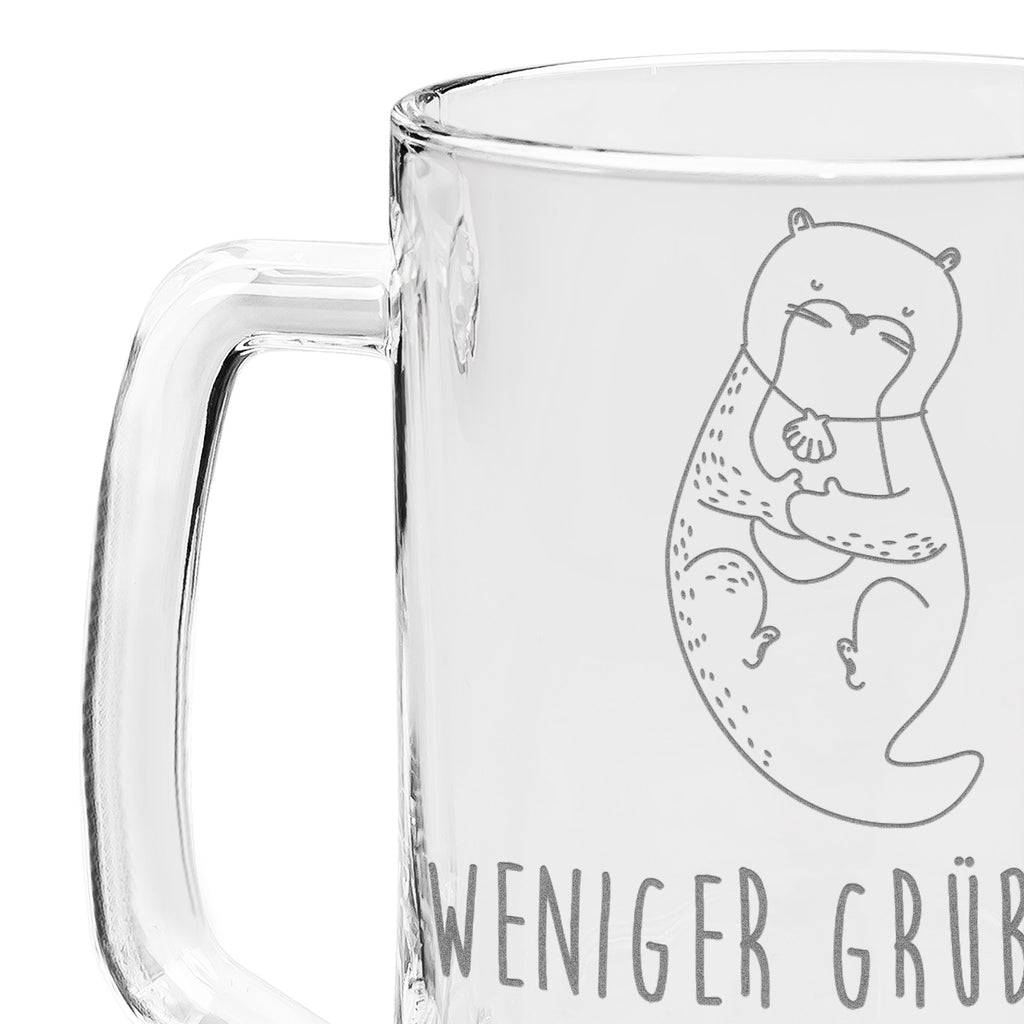 Gravur Bierkrug Otter Muschel Bierkrug, Bier Krug, Bierkrug Glas, Vatertag, Otter, Fischotter, Seeotter, Otterliebe, grübeln, träumen, Motivation, Tagträumen, Büro