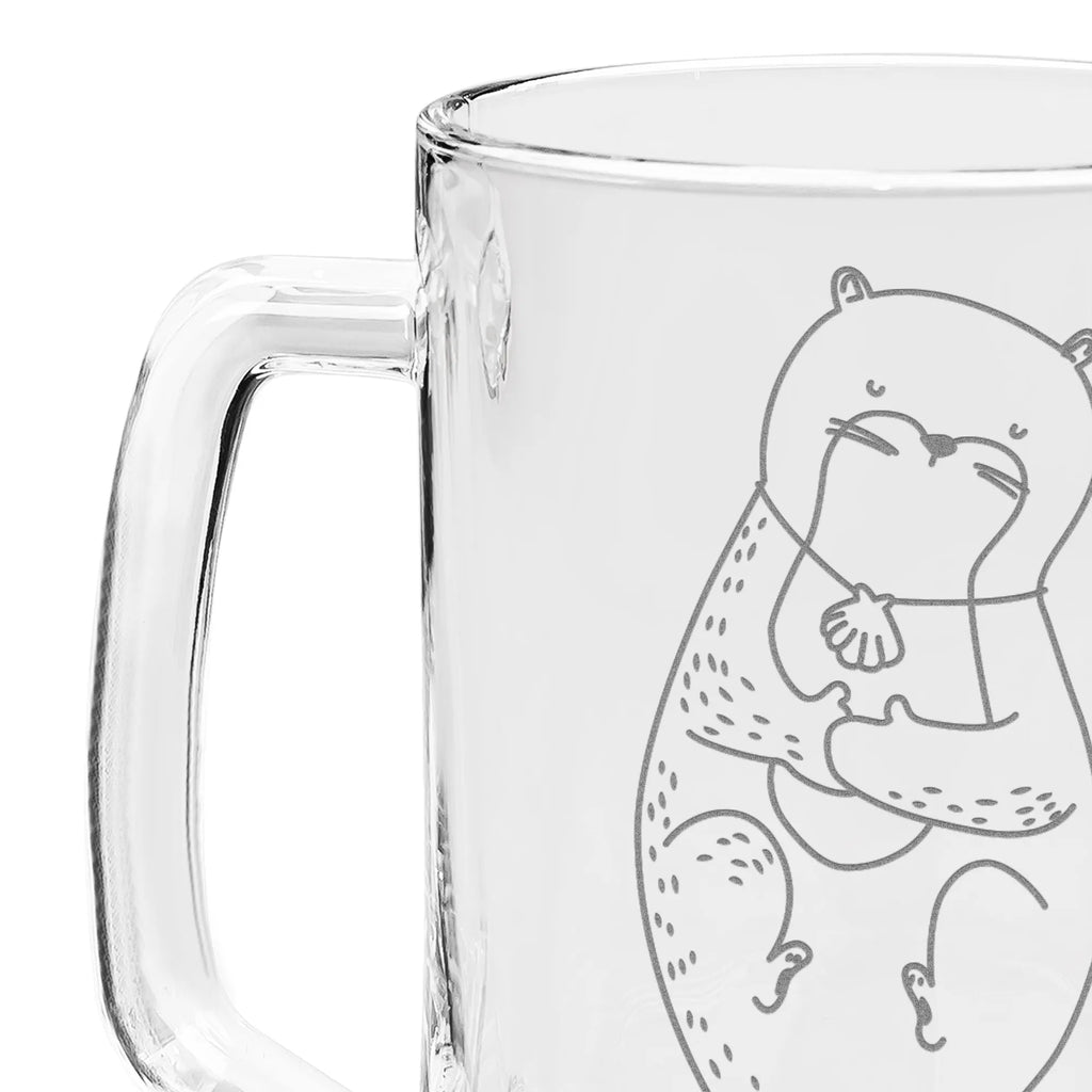 Gravur Bierkrug Otter Muschel Bierkrug, Bier Krug, Bierkrug Glas, Vatertag, Otter, Fischotter, Seeotter, Otterliebe, grübeln, träumen, Motivation, Tagträumen, Büro