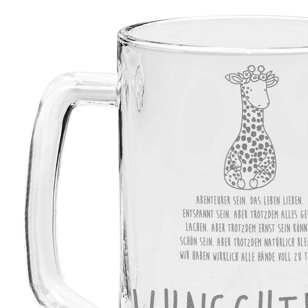 Personalisierter Gravur Bierkrug Giraffe Blumenkranz Personalisierter Bierkrug, Personalisierter Bier Krug, Personalisiertes Bierkrug Glas, Bierkrug mit Namen, Bier Krug mit Namen, Bierkrug Glas mit Namen, Vatertag, Wunschtext, Wunschname, Personalisierbar, Selbst gestalten, Afrika, Wildtiere, Giraffe, Blumenkranz, Abenteurer, Selbstliebe, Freundin