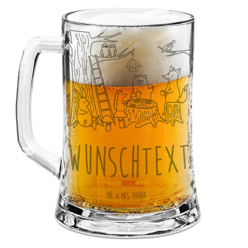 Personalisierter Gravur Bierkrug Waldtiere Picknick Personalisierter Bierkrug, Personalisierter Bier Krug, Personalisiertes Bierkrug Glas, Bierkrug mit Namen, Bier Krug mit Namen, Bierkrug Glas mit Namen, Vatertag, Wunschtext, Wunschname, Personalisierbar, Selbst gestalten, Tiermotive, Gute Laune, lustige Sprüche, Tiere, Waldtiere, Picknick, Wald, Fuchs, Hase, Igel, Maus, Eichhörnchen