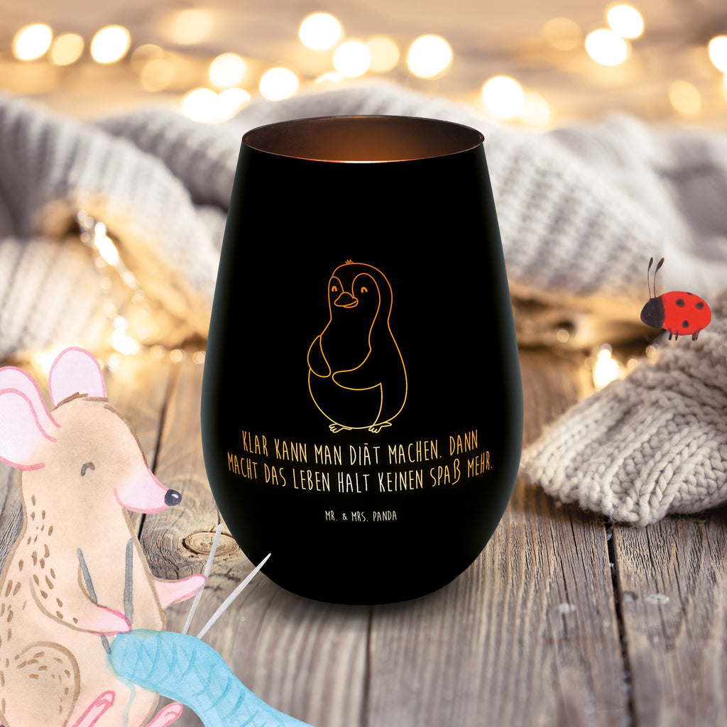 Gold Windlicht Pinguin Diät Windlicht, Teelicht, Graviertes Windlicht, Windlicht Gravur, Kerze, Windlicht aus Glas, Teelicht aus Glas, Pinguin, Pinguine, Diät, Abnehmen, Abspecken, Gewicht, Motivation, Selbstliebe, Körperliebe, Selbstrespekt