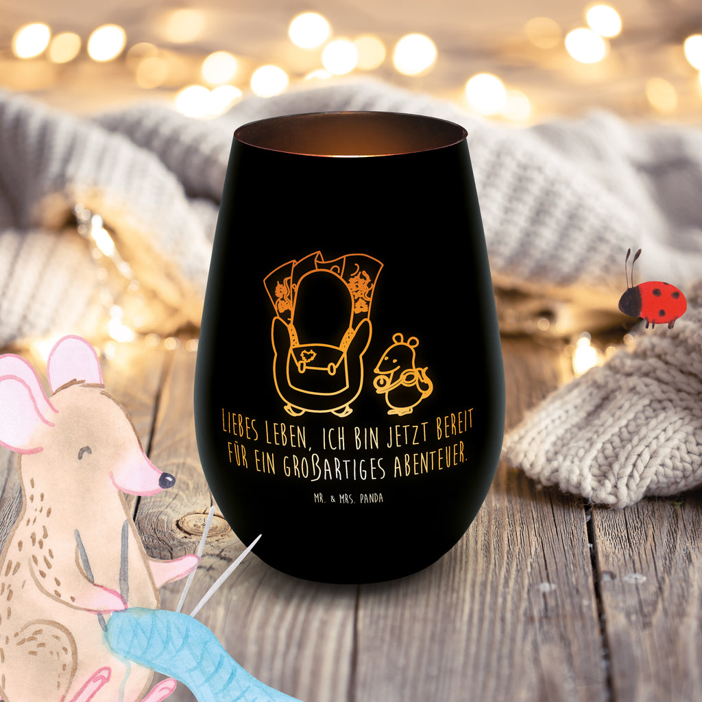 Gold Windlicht Pinguin & Maus Wanderer Windlicht, Teelicht, Graviertes Windlicht, Windlicht Gravur, Kerze, Windlicht aus Glas, Teelicht aus Glas, Pinguin, Pinguine, Abenteurer, Abenteuer, Roadtrip, Ausflug, Wanderlust, wandern