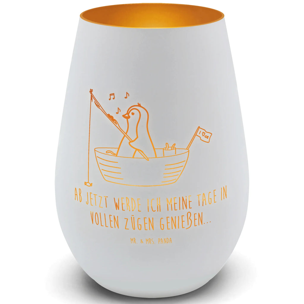 Gold Windlicht Pinguin Angelboot Windlicht, Teelicht, Graviertes Windlicht, Windlicht Gravur, Kerze, Windlicht aus Glas, Teelicht aus Glas, Pinguin, Pinguine, Angeln, Boot, Angelboot, Lebenslust, Leben, genießen, Motivation, Neustart, Neuanfang, Trennung, Scheidung, Geschenkidee Liebeskummer