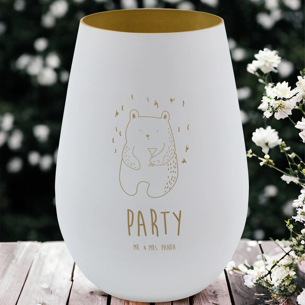 Gold Windlicht Bär Party Windlicht, Teelicht, Graviertes Windlicht, Windlicht Gravur, Kerze, Windlicht aus Glas, Teelicht aus Glas, Bär, Teddy, Teddybär, Geburtstag, Geburtstagsgeschenk, Geschenk, Party, Feiern, Abfeiern, Mitbringsel, Gute Laune, Lustig