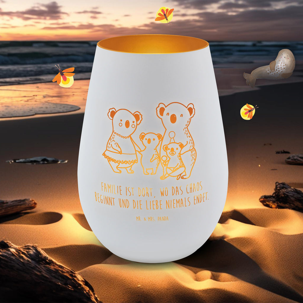 Gold Windlicht Koala Familie Windlicht, Teelicht, Graviertes Windlicht, Windlicht Gravur, Kerze, Windlicht aus Glas, Teelicht aus Glas, Familie, Vatertag, Muttertag, Bruder, Schwester, Mama, Papa, Oma, Opa, Koala, Koalas, Family, Kinder, Geschwister, Familienleben