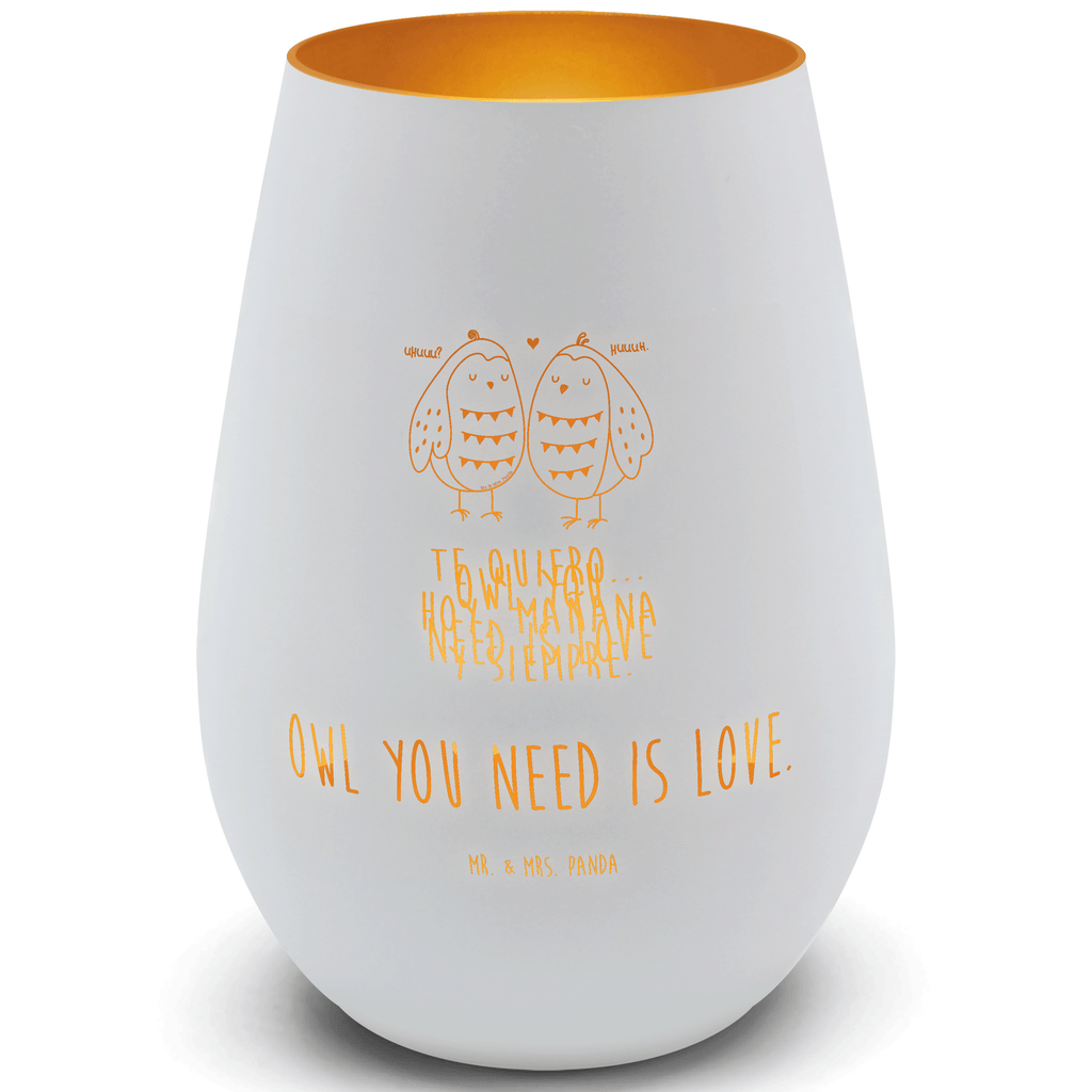 Gold Windlicht Eulen Liebe Windlicht, Teelicht, Graviertes Windlicht, Windlicht Gravur, Kerze, Windlicht aus Glas, Teelicht aus Glas, Eule, Eule Deko, Liebe, Hochzeit Spruch, Owl, All you need is love, Liebe Spruch, Freundin Geschenk, Freund, Wortspiel lustig