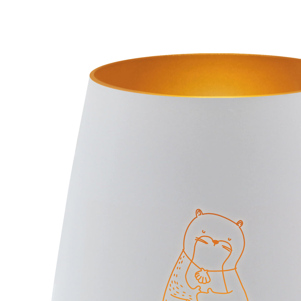 Gold Windlicht Otter Muschel Windlicht, Teelicht, Graviertes Windlicht, Windlicht Gravur, Kerze, Windlicht aus Glas, Teelicht aus Glas, Otter, Fischotter, Seeotter, Otterliebe, grübeln, träumen, Motivation, Tagträumen, Büro