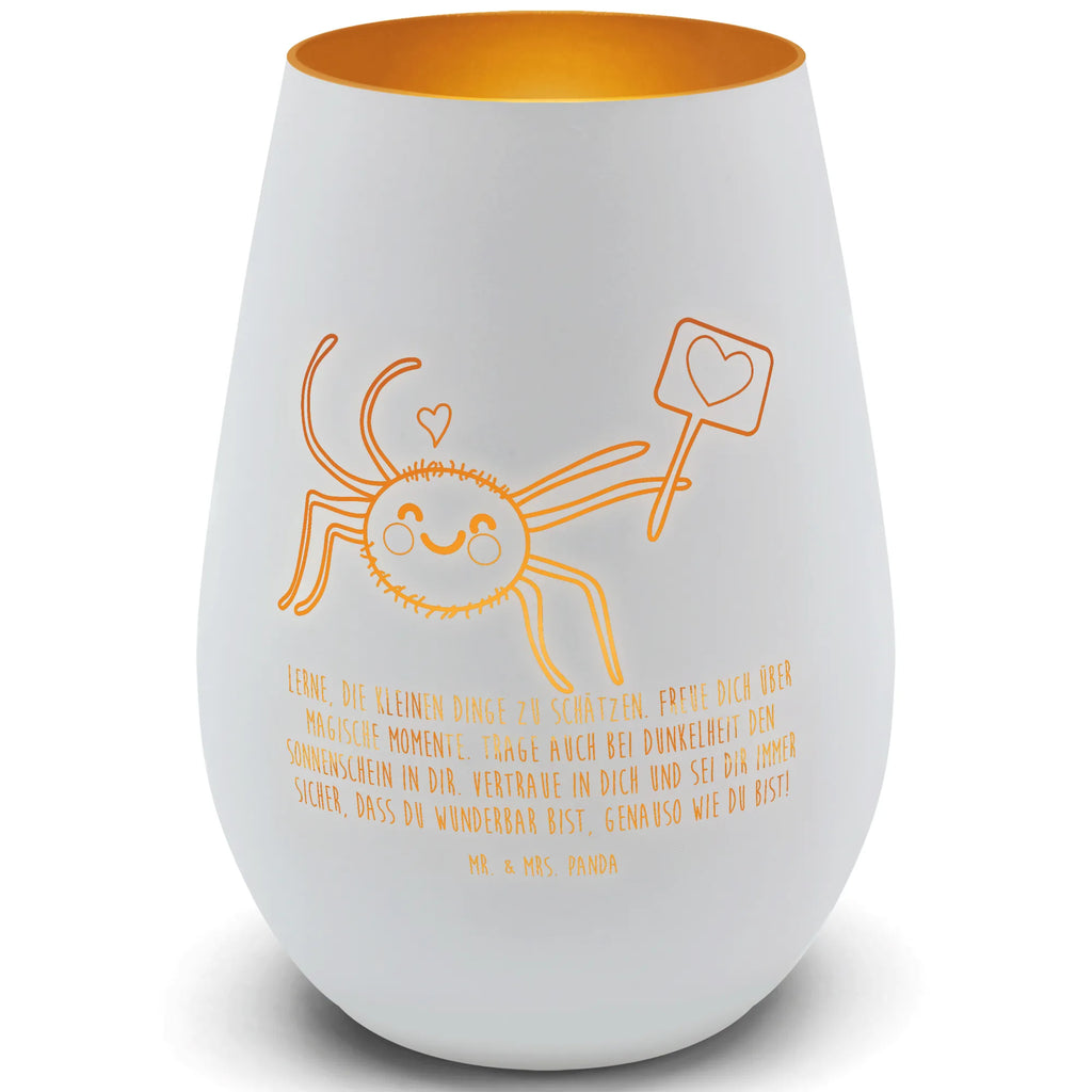 Gold Windlicht Spinne Agathe Motivation Windlicht, Teelicht, Graviertes Windlicht, Windlicht Gravur, Kerze, Windlicht aus Glas, Teelicht aus Glas, Spinne Agathe, Spinne, Agathe, Videos, Merchandise, Motivation, Glück, Liebe, Vertrauen, Dankeschön