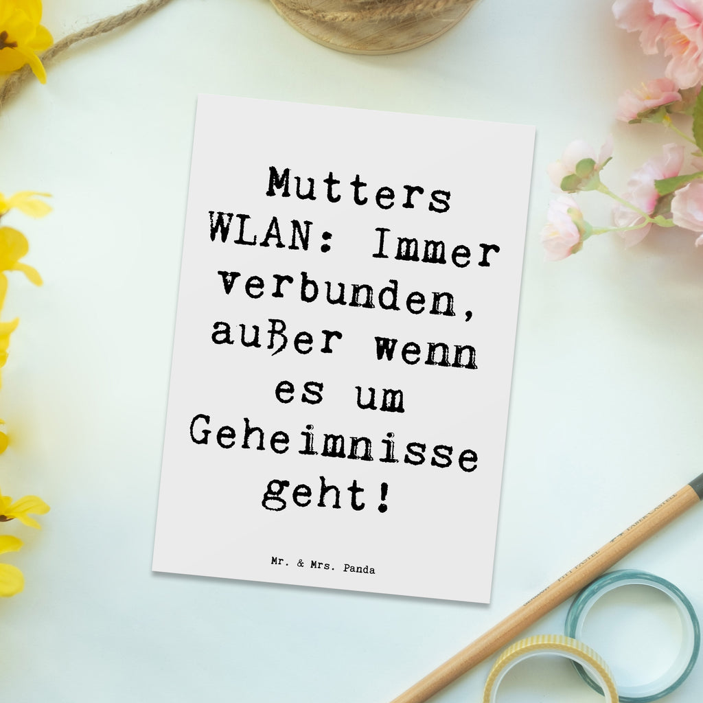 Postkarte Spruch Mutters WLAN Postkarte, Karte, Geschenkkarte, Grußkarte, Einladung, Ansichtskarte, Geburtstagskarte, Einladungskarte, Dankeskarte, Ansichtskarten, Einladung Geburtstag, Einladungskarten Geburtstag, Familie, Vatertag, Muttertag, Bruder, Schwester, Mama, Papa, Oma, Opa