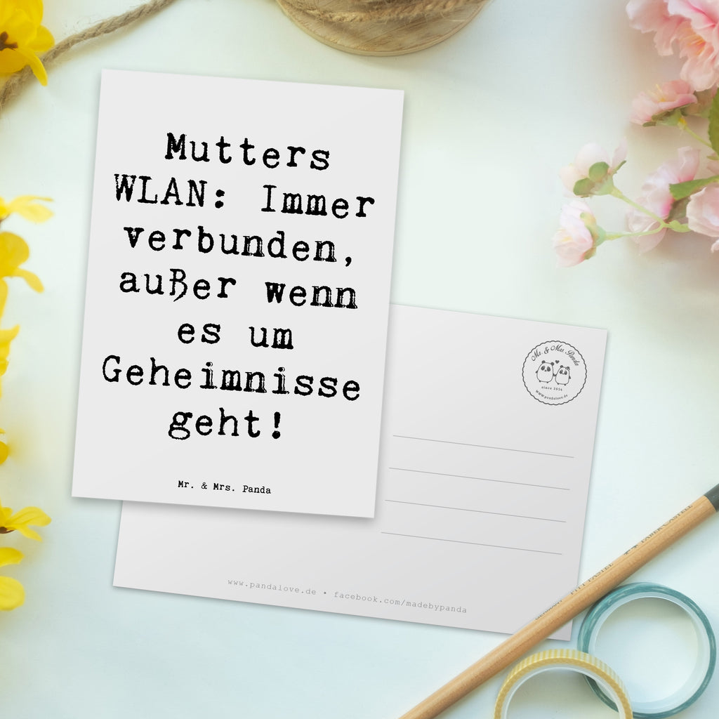 Postkarte Spruch Mutters WLAN Postkarte, Karte, Geschenkkarte, Grußkarte, Einladung, Ansichtskarte, Geburtstagskarte, Einladungskarte, Dankeskarte, Ansichtskarten, Einladung Geburtstag, Einladungskarten Geburtstag, Familie, Vatertag, Muttertag, Bruder, Schwester, Mama, Papa, Oma, Opa