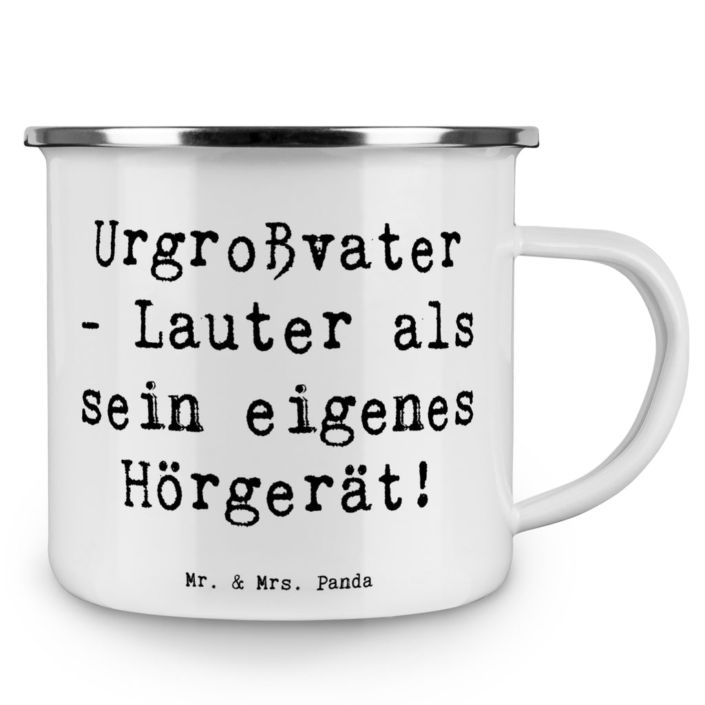 Camping Emaille Tasse Urgroßvater - Lauter als sein eigenes Hörgerät! Campingtasse, Trinkbecher, Metalltasse, Outdoor Tasse, Emaille Trinkbecher, Blechtasse Outdoor, Emaille Campingbecher, Edelstahl Trinkbecher, Metalltasse für Camping, Kaffee Blechtasse, Camping Tasse Metall