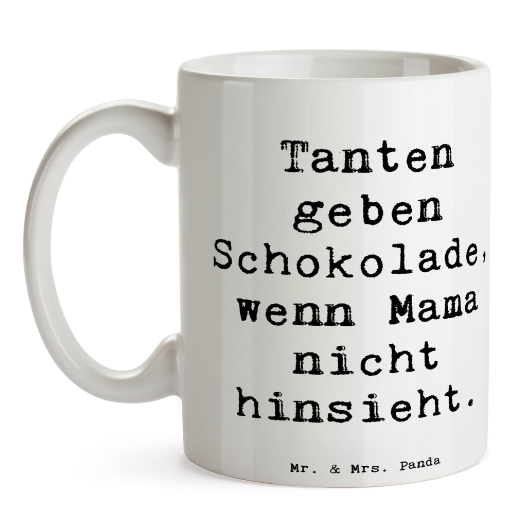 Tasse Spruch Tanten geben Schokolade, wenn Mama nicht hinsieht. Tasse, Kaffeetasse, Teetasse, Becher, Kaffeebecher, Teebecher, Keramiktasse, Porzellantasse, Büro Tasse, Geschenk Tasse, Tasse Sprüche, Tasse Motive, Kaffeetassen, Tasse bedrucken, Designer Tasse, Cappuccino Tassen, Schöne Teetassen, Familie, Vatertag, Muttertag, Bruder, Schwester, Mama, Papa, Oma, Opa