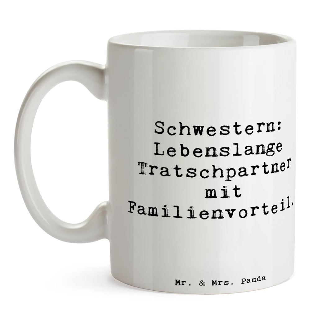 Tasse Spruch Schwestern Tratschpartner Tasse, Kaffeetasse, Teetasse, Becher, Kaffeebecher, Teebecher, Keramiktasse, Porzellantasse, Büro Tasse, Geschenk Tasse, Tasse Sprüche, Tasse Motive, Kaffeetassen, Tasse bedrucken, Designer Tasse, Cappuccino Tassen, Schöne Teetassen, Familie, Vatertag, Muttertag, Bruder, Schwester, Mama, Papa, Oma, Opa