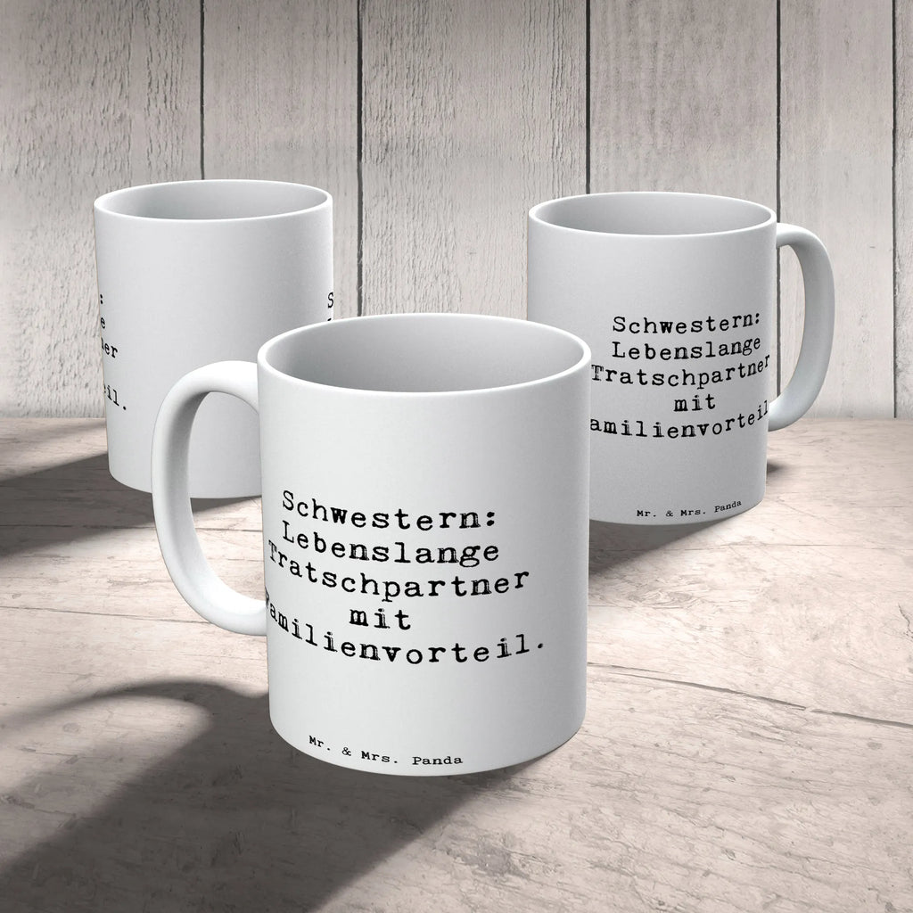 Tasse Spruch Schwestern Tratschpartner Tasse, Kaffeetasse, Teetasse, Becher, Kaffeebecher, Teebecher, Keramiktasse, Porzellantasse, Büro Tasse, Geschenk Tasse, Tasse Sprüche, Tasse Motive, Kaffeetassen, Tasse bedrucken, Designer Tasse, Cappuccino Tassen, Schöne Teetassen, Familie, Vatertag, Muttertag, Bruder, Schwester, Mama, Papa, Oma, Opa