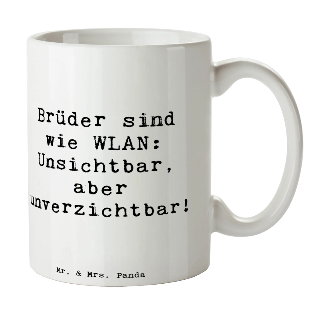 Tasse Spruch Brüder sind wie WLAN: Unsichtbar, aber unverzichtbar! Tasse, Kaffeetasse, Teetasse, Becher, Kaffeebecher, Teebecher, Keramiktasse, Porzellantasse, Büro Tasse, Geschenk Tasse, Tasse Sprüche, Tasse Motive, Kaffeetassen, Tasse bedrucken, Designer Tasse, Cappuccino Tassen, Schöne Teetassen, Familie, Vatertag, Muttertag, Bruder, Schwester, Mama, Papa, Oma, Opa