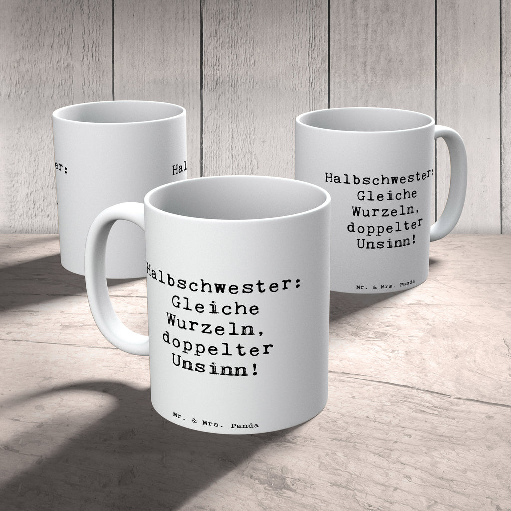 Tasse Spruch Halbschwester Unsinn Tasse, Kaffeetasse, Teetasse, Becher, Kaffeebecher, Teebecher, Keramiktasse, Porzellantasse, Büro Tasse, Geschenk Tasse, Tasse Sprüche, Tasse Motive, Kaffeetassen, Tasse bedrucken, Designer Tasse, Cappuccino Tassen, Schöne Teetassen, Familie, Vatertag, Muttertag, Bruder, Schwester, Mama, Papa, Oma, Opa