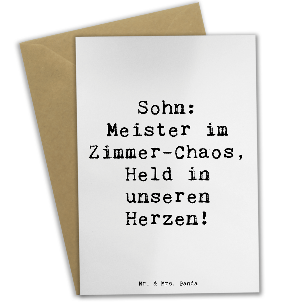 Grußkarte Spruch Sohn Chaosheld Grußkarte, Klappkarte, Einladungskarte, Glückwunschkarte, Hochzeitskarte, Geburtstagskarte, Karte, Ansichtskarten, Familie, Vatertag, Muttertag, Bruder, Schwester, Mama, Papa, Oma, Opa