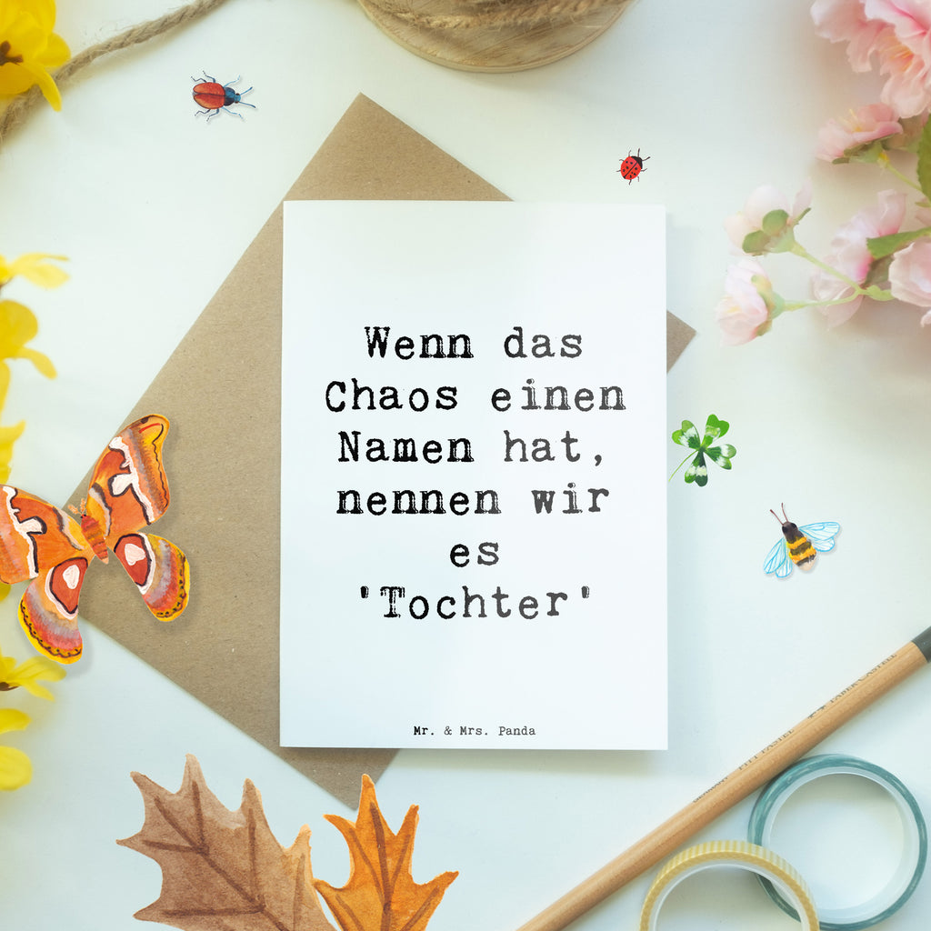 Grußkarte Spruch Chaos Tochter Grußkarte, Klappkarte, Einladungskarte, Glückwunschkarte, Hochzeitskarte, Geburtstagskarte, Karte, Ansichtskarten, Familie, Vatertag, Muttertag, Bruder, Schwester, Mama, Papa, Oma, Opa