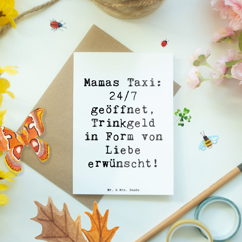 Grußkarte Spruch Mamas Taxi Grußkarte, Klappkarte, Einladungskarte, Glückwunschkarte, Hochzeitskarte, Geburtstagskarte, Karte, Ansichtskarten, Familie, Vatertag, Muttertag, Bruder, Schwester, Mama, Papa, Oma, Opa