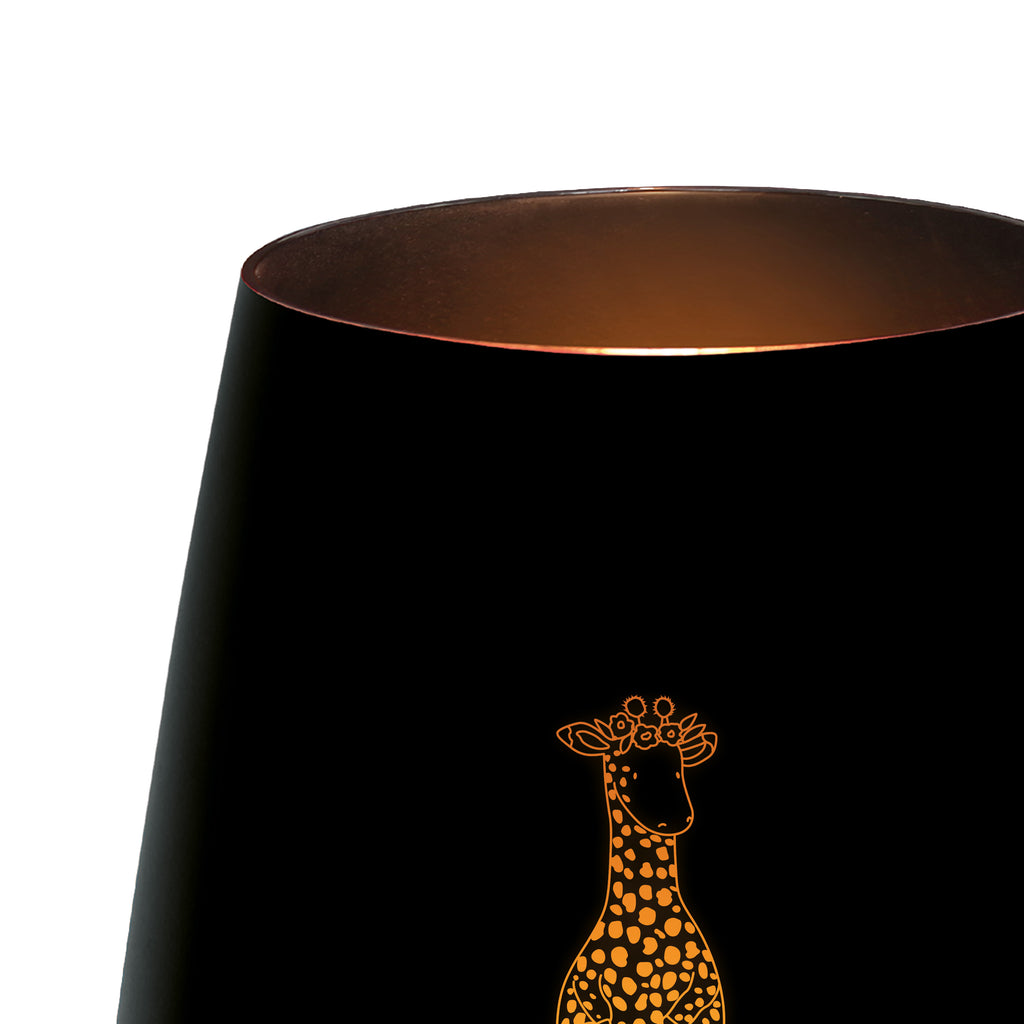 Gold Windlicht Giraffe Blumenkranz Windlicht, Teelicht, Graviertes Windlicht, Windlicht Gravur, Kerze, Windlicht aus Glas, Teelicht aus Glas, Afrika, Wildtiere, Giraffe, Blumenkranz, Abenteurer, Selbstliebe, Freundin