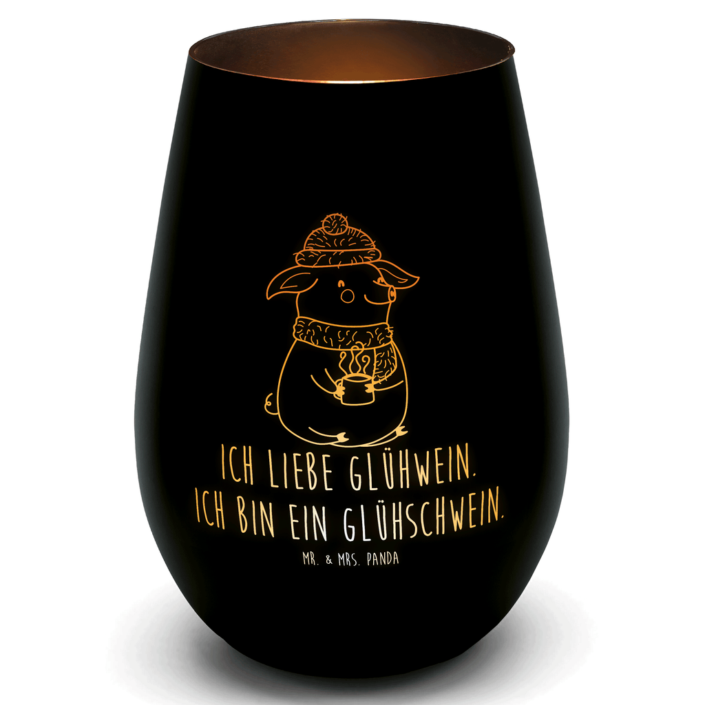 Gold Windlicht Schwein Glühwein Windlicht, Teelicht, Graviertes Windlicht, Windlicht Gravur, Kerze, Windlicht aus Glas, Teelicht aus Glas, Winter, Weihnachten, Weihnachtsdeko, Nikolaus, Advent, Heiligabend, Wintermotiv, Glühschwein, Glühwein, Weihnachtsmarkt, Punsch