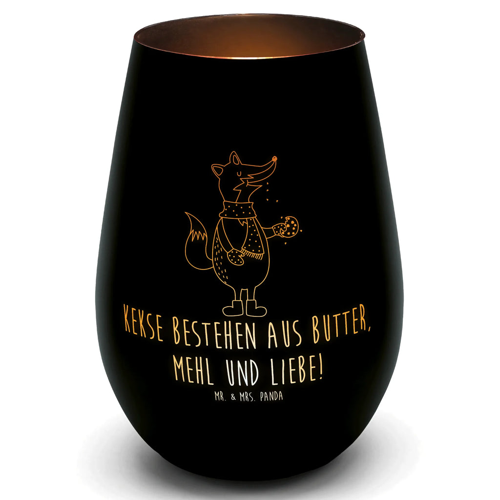 Gold Windlicht Fuchs Keks Windlicht, Teelicht, Graviertes Windlicht, Windlicht Gravur, Kerze, Windlicht aus Glas, Teelicht aus Glas, Fuchs, Füchse, Backen Spruch, Kekse, Winter, Weihnachtszeit, Plätzchen, Liebe, Küche Deko