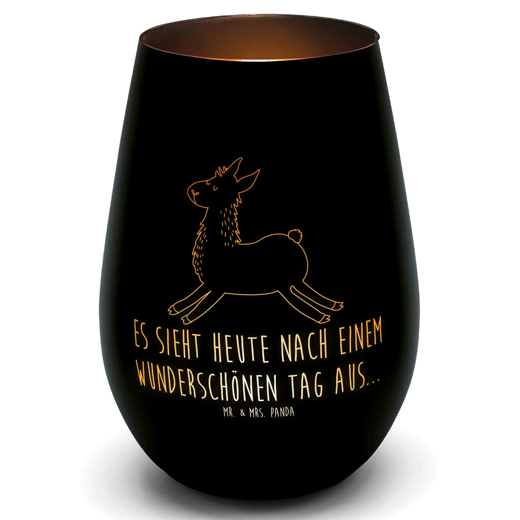 Gold Windlicht Lama Springen Windlicht, Teelicht, Graviertes Windlicht, Windlicht Gravur, Kerze, Windlicht aus Glas, Teelicht aus Glas, Lama, Alpaka, Lamas, Lieblingstag, Happy day, fröhlich, Glück, Freundin, Liebeskummer, Neustart, guten Morgen, Start, Prüfung, Abitur