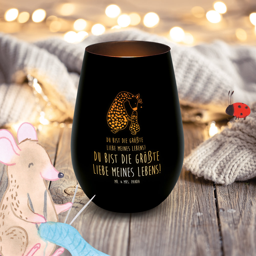 Gold Windlicht Giraffe Kind Windlicht, Teelicht, Graviertes Windlicht, Windlicht Gravur, Kerze, Windlicht aus Glas, Teelicht aus Glas, Afrika, Wildtiere, Giraffe, Kind, Mutter, Mama, Tochter, Sohn, Lieblingsmensch