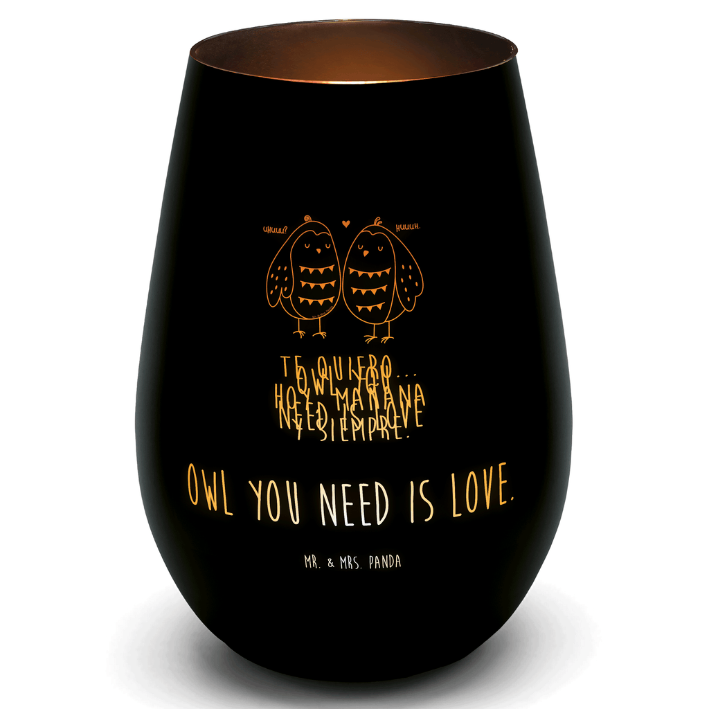 Gold Windlicht Eulen Liebe Windlicht, Teelicht, Graviertes Windlicht, Windlicht Gravur, Kerze, Windlicht aus Glas, Teelicht aus Glas, Eule, Eule Deko, Liebe, Hochzeit Spruch, Owl, All you need is love, Liebe Spruch, Freundin Geschenk, Freund, Wortspiel lustig