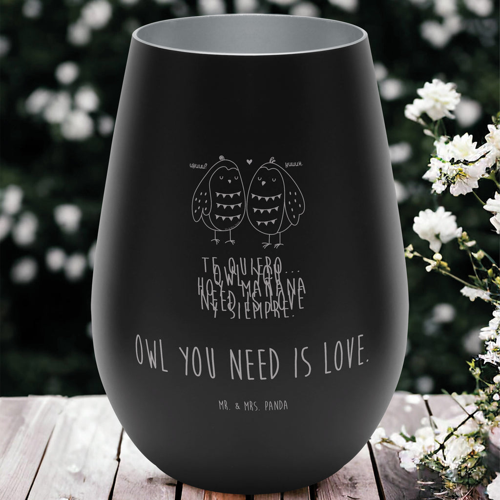 Gold Windlicht Eulen Liebe Windlicht, Teelicht, Graviertes Windlicht, Windlicht Gravur, Kerze, Windlicht aus Glas, Teelicht aus Glas, Eule, Eule Deko, Liebe, Hochzeit Spruch, Owl, All you need is love, Liebe Spruch, Freundin Geschenk, Freund, Wortspiel lustig