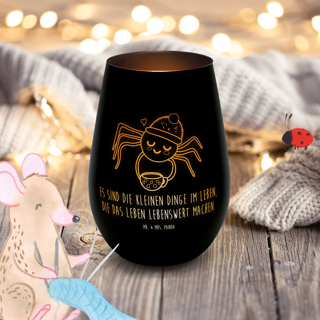 Gold Windlicht Spinne Agathe Kaffee Windlicht, Teelicht, Graviertes Windlicht, Windlicht Gravur, Kerze, Windlicht aus Glas, Teelicht aus Glas, Spinne Agathe, Spinne, Agathe, Videos, Merchandise, Kaffee, Morgen, Morgenmuffel, Lebensweisheiten, Weiser Spruch