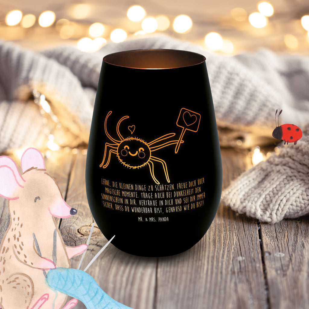 Gold Windlicht Spinne Agathe Motivation Windlicht, Teelicht, Graviertes Windlicht, Windlicht Gravur, Kerze, Windlicht aus Glas, Teelicht aus Glas, Spinne Agathe, Spinne, Agathe, Videos, Merchandise, Motivation, Glück, Liebe, Vertrauen, Dankeschön