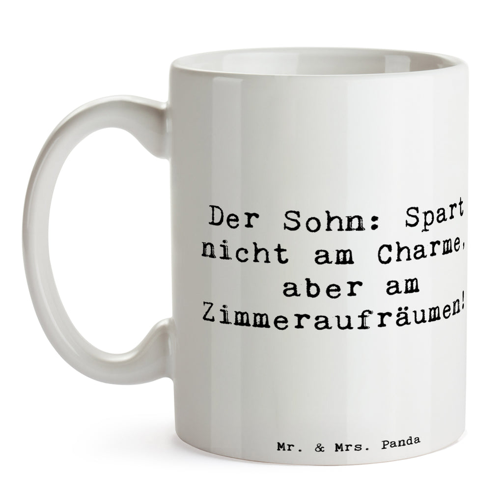 Tasse Spruch Sohn Charme Tasse, Kaffeetasse, Teetasse, Becher, Kaffeebecher, Teebecher, Keramiktasse, Porzellantasse, Büro Tasse, Geschenk Tasse, Tasse Sprüche, Tasse Motive, Kaffeetassen, Tasse bedrucken, Designer Tasse, Cappuccino Tassen, Schöne Teetassen, Familie, Vatertag, Muttertag, Bruder, Schwester, Mama, Papa, Oma, Opa