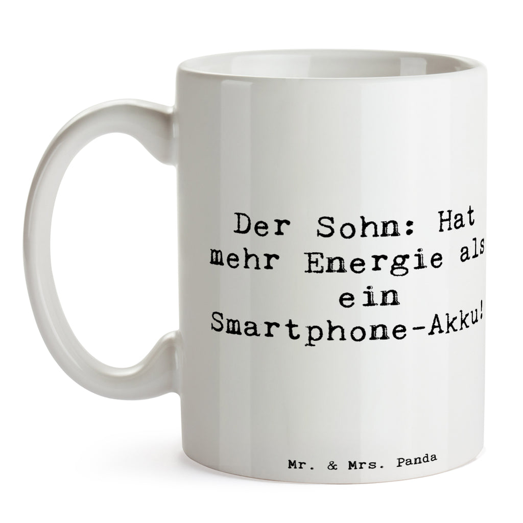 Tasse Spruch Energie Sohn Tasse, Kaffeetasse, Teetasse, Becher, Kaffeebecher, Teebecher, Keramiktasse, Porzellantasse, Büro Tasse, Geschenk Tasse, Tasse Sprüche, Tasse Motive, Kaffeetassen, Tasse bedrucken, Designer Tasse, Cappuccino Tassen, Schöne Teetassen, Familie, Vatertag, Muttertag, Bruder, Schwester, Mama, Papa, Oma, Opa