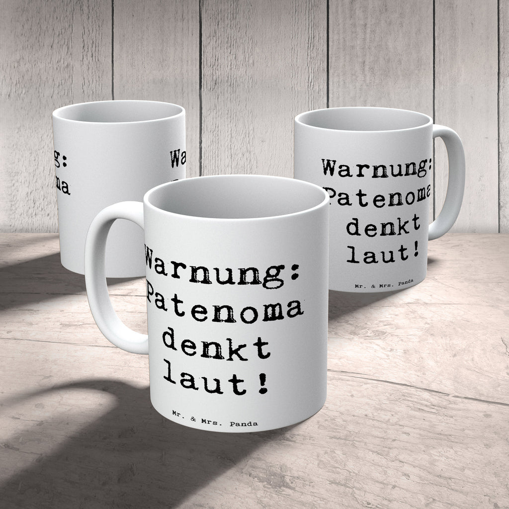 Tasse Warnung: Patenoma denkt laut! Tasse, Kaffeetasse, Teetasse, Becher, Kaffeebecher, Teebecher, Keramiktasse, Porzellantasse, Büro Tasse, Geschenk Tasse, Tasse Sprüche, Tasse Motive