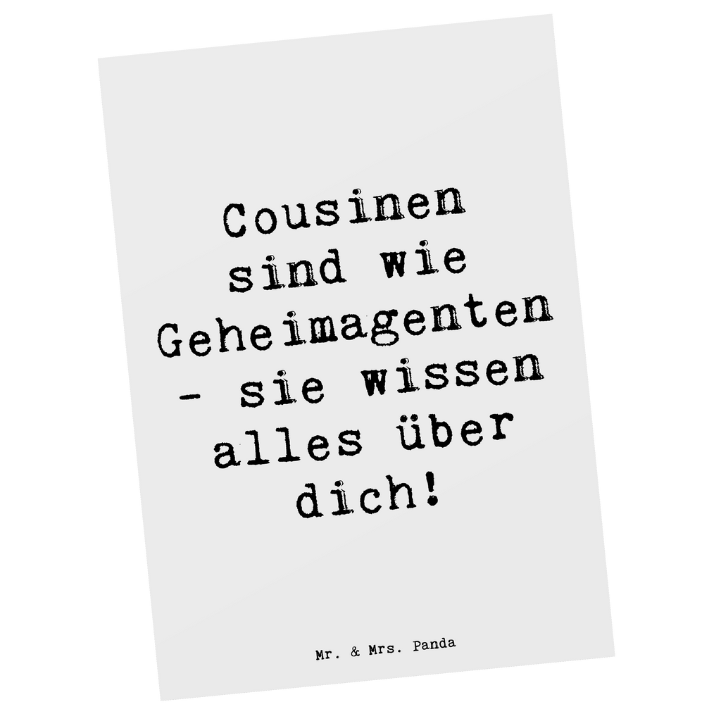 Postkarte Spruch Cousinen Geheimagenten Postkarte, Karte, Geschenkkarte, Grußkarte, Einladung, Ansichtskarte, Geburtstagskarte, Einladungskarte, Dankeskarte, Ansichtskarten, Einladung Geburtstag, Einladungskarten Geburtstag, Familie, Vatertag, Muttertag, Bruder, Schwester, Mama, Papa, Oma, Opa