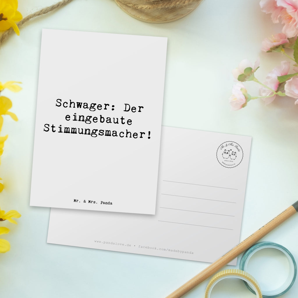 Postkarte Spruch Schwager: Der eingebaute Stimmungsmacher! Postkarte, Karte, Geschenkkarte, Grußkarte, Einladung, Ansichtskarte, Geburtstagskarte, Einladungskarte, Dankeskarte, Ansichtskarten, Einladung Geburtstag, Einladungskarten Geburtstag, Familie, Vatertag, Muttertag, Bruder, Schwester, Mama, Papa, Oma, Opa