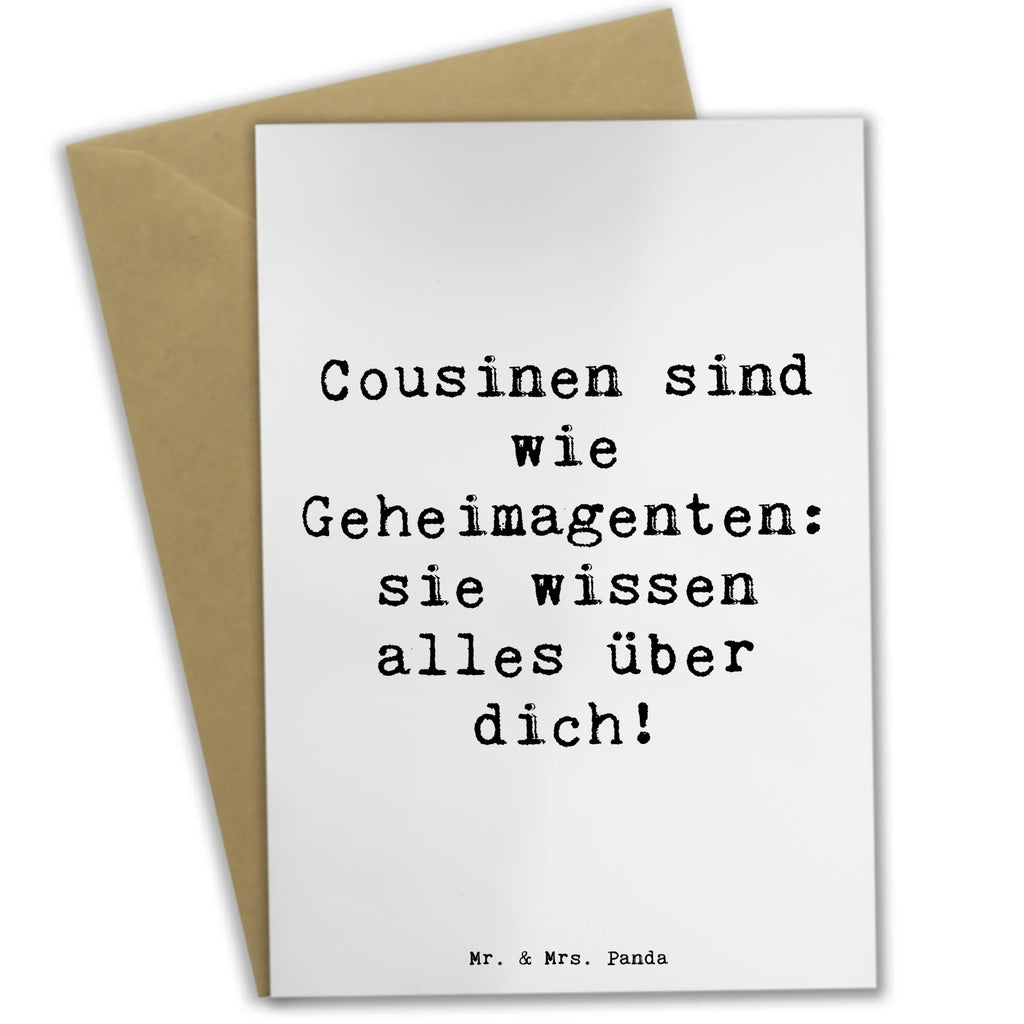 Grußkarte Spruch Cousinen Geheimagenten Grußkarte, Klappkarte, Einladungskarte, Glückwunschkarte, Hochzeitskarte, Geburtstagskarte, Karte, Ansichtskarten, Familie, Vatertag, Muttertag, Bruder, Schwester, Mama, Papa, Oma, Opa