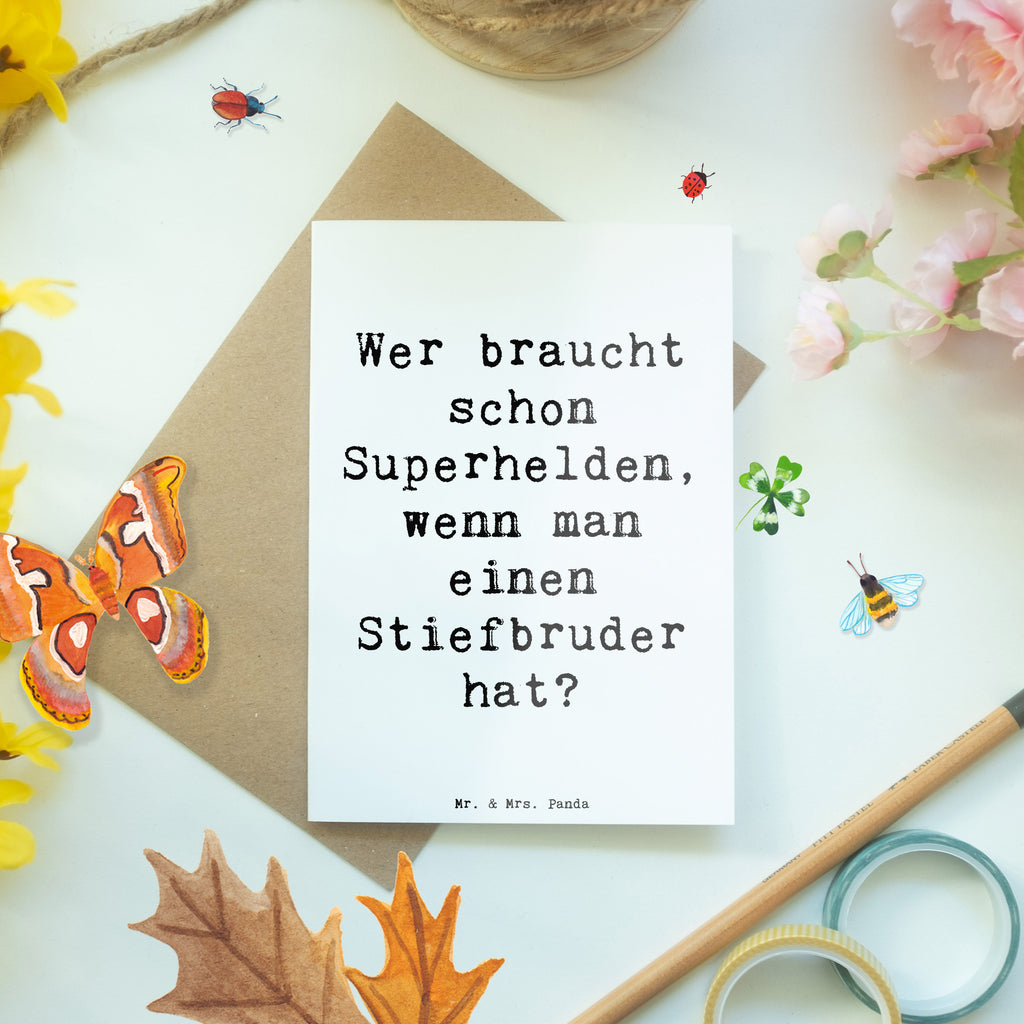 Grußkarte Spruch Stiefbruder Held Grußkarte, Klappkarte, Einladungskarte, Glückwunschkarte, Hochzeitskarte, Geburtstagskarte, Karte, Ansichtskarten, Familie, Vatertag, Muttertag, Bruder, Schwester, Mama, Papa, Oma, Opa