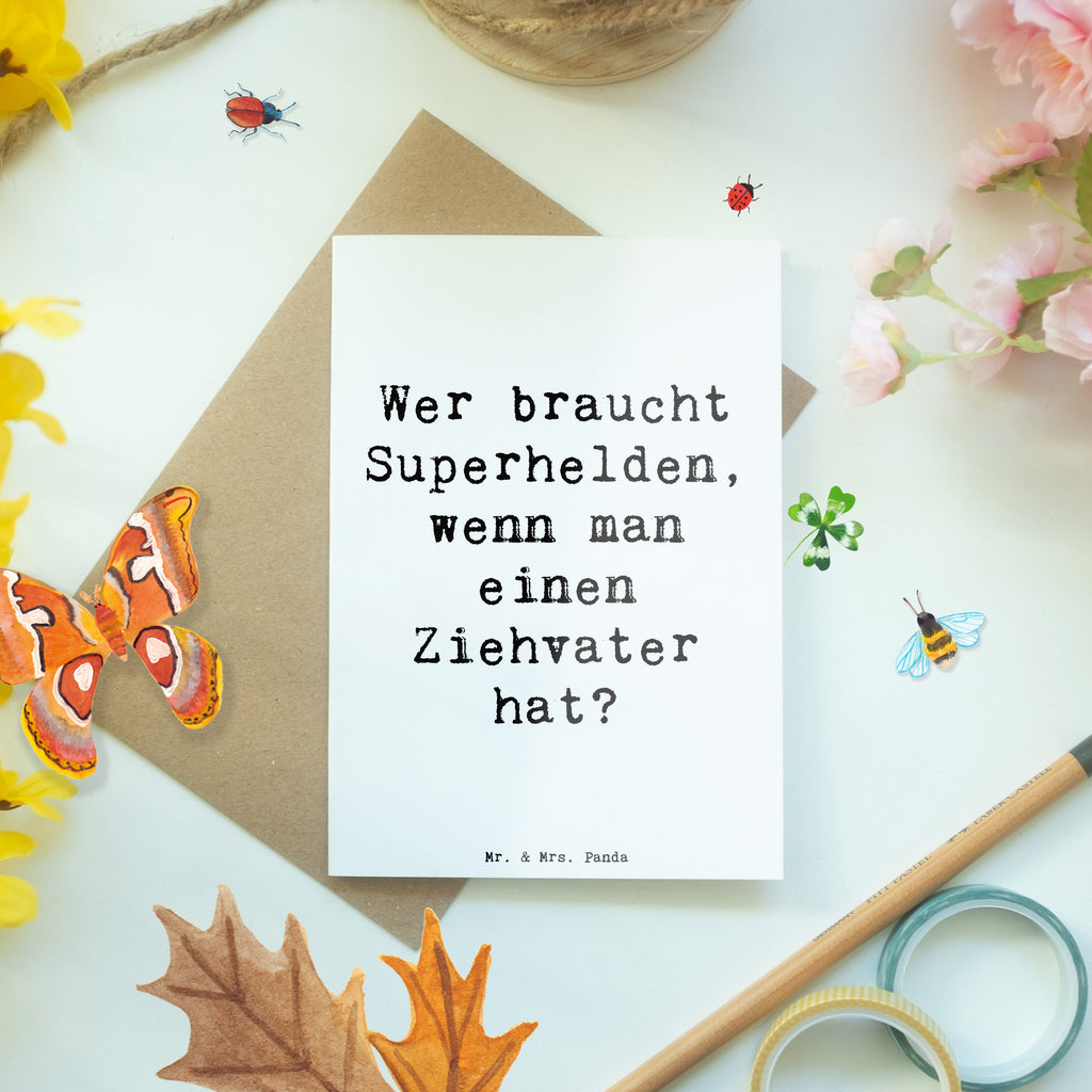 Grußkarte Spruch Ziehvater Held Grußkarte, Klappkarte, Einladungskarte, Glückwunschkarte, Hochzeitskarte, Geburtstagskarte, Karte, Ansichtskarten, Familie, Vatertag, Muttertag, Bruder, Schwester, Mama, Papa, Oma, Opa