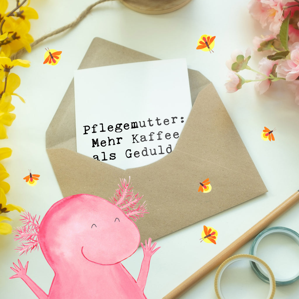 Grußkarte Pflegemutter: Mehr Kaffee als Geduld! Grußkarte, Klappkarte, Einladungskarte, Glückwunschkarte, Hochzeitskarte, Geburtstagskarte, Karte