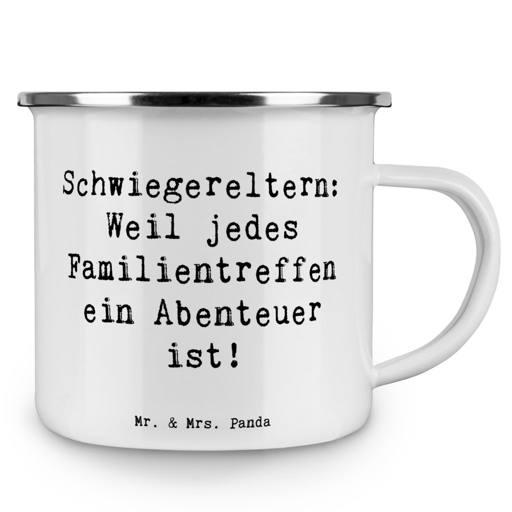 Camping Emaille Tasse Abenteuer Schwiegereltern Campingtasse, Trinkbecher, Metalltasse, Outdoor Tasse, Emaille Trinkbecher, Blechtasse Outdoor, Emaille Campingbecher, Edelstahl Trinkbecher, Metalltasse für Camping, Kaffee Blechtasse, Camping Tasse Metall