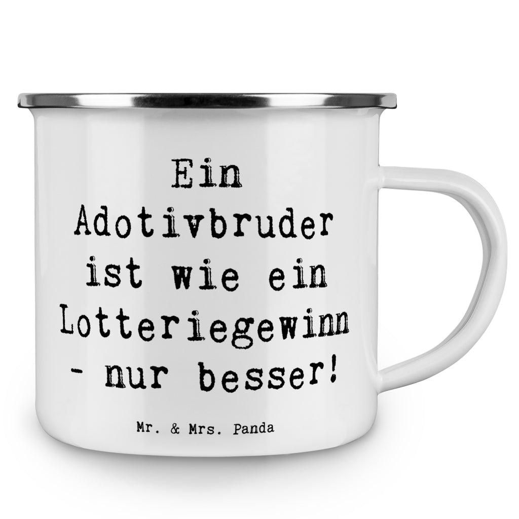 Camping Emaille Tasse Ein Adotivbruder ist wie ein Lotteriegewinn - nur besser! Campingtasse, Trinkbecher, Metalltasse, Outdoor Tasse, Emaille Trinkbecher, Blechtasse Outdoor, Emaille Campingbecher, Edelstahl Trinkbecher, Metalltasse für Camping, Kaffee Blechtasse, Camping Tasse Metall