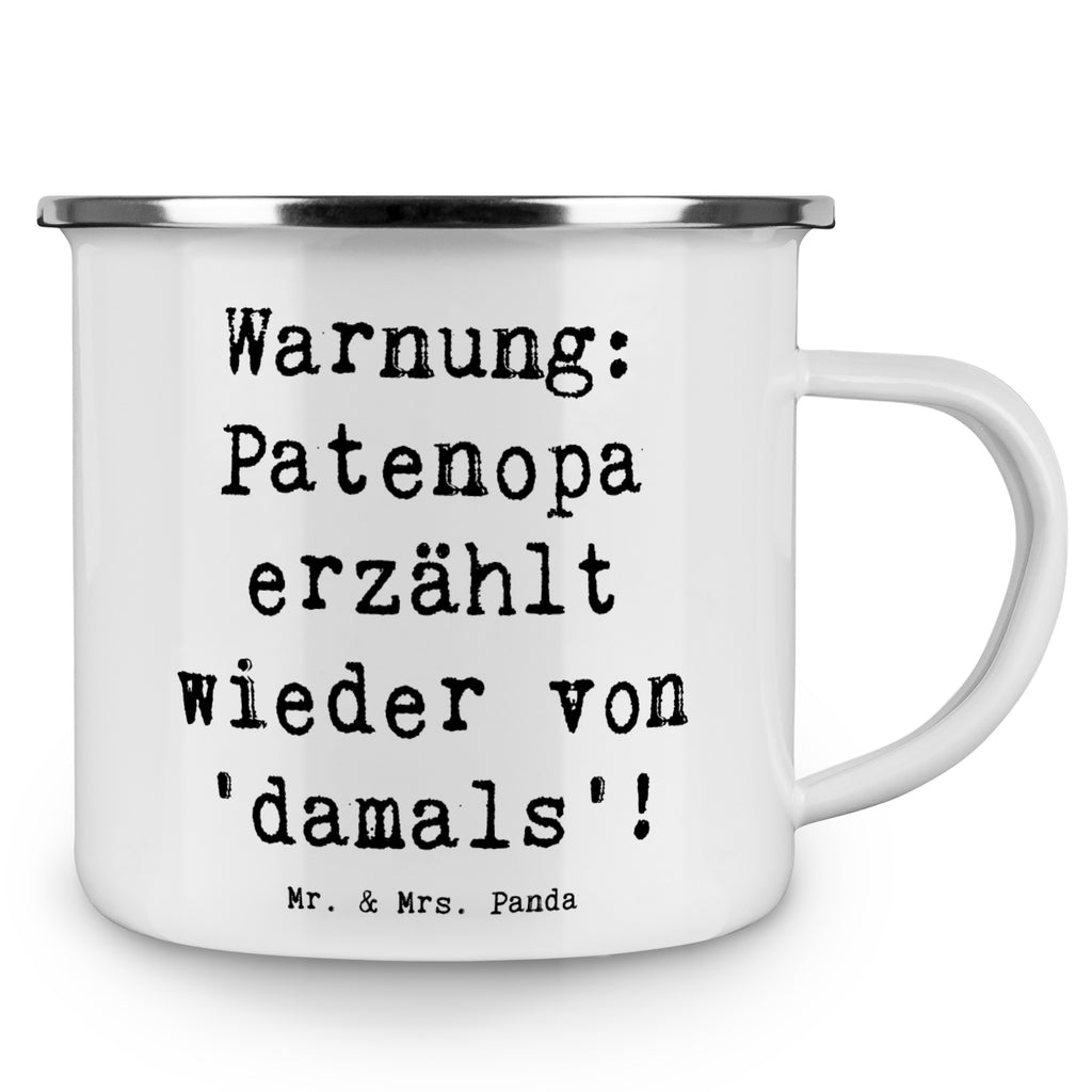 Camping Emaille Tasse Warnung: Patenopa erzählt wieder von 'damals'! Campingtasse, Trinkbecher, Metalltasse, Outdoor Tasse, Emaille Trinkbecher, Blechtasse Outdoor, Emaille Campingbecher, Edelstahl Trinkbecher, Metalltasse für Camping, Kaffee Blechtasse, Camping Tasse Metall